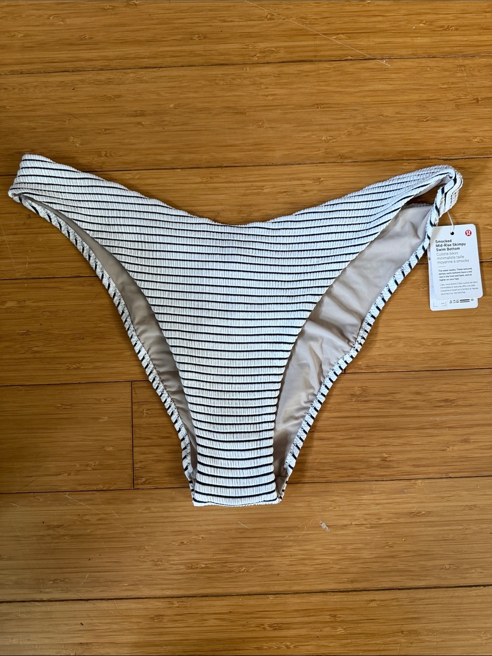 lululemon athletica White Bikini Bottom with Black Stripes